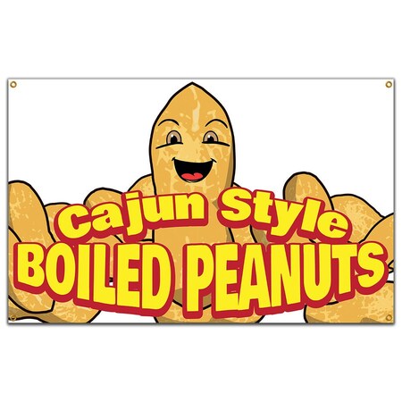 Signmission Cajun Style Boiled Peanuts Banner Concession Stand Food Truck Single Sided B-Cajun Style Boiled Peanuts19